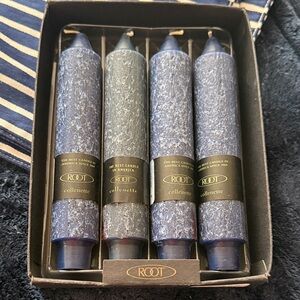 Root Collenette Rustic Blue Taper Candle Set - 4 Pack